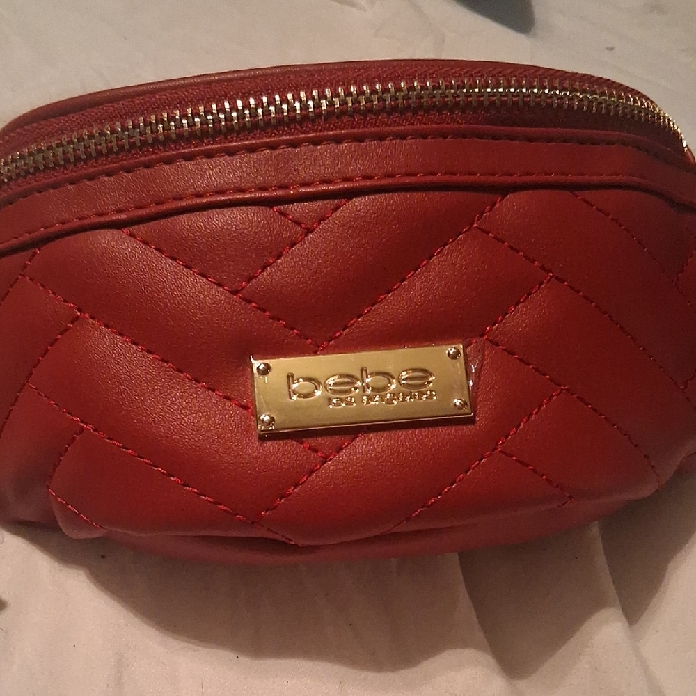 Bebe Red Leather Quilted Waist Or Crossbody Women's Bag New With Tags